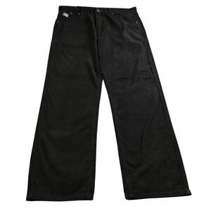 Y2K Akademiks Men's Sz34 Black Corduroy Wide Leg Pants A33WB06 Urban Streetwear